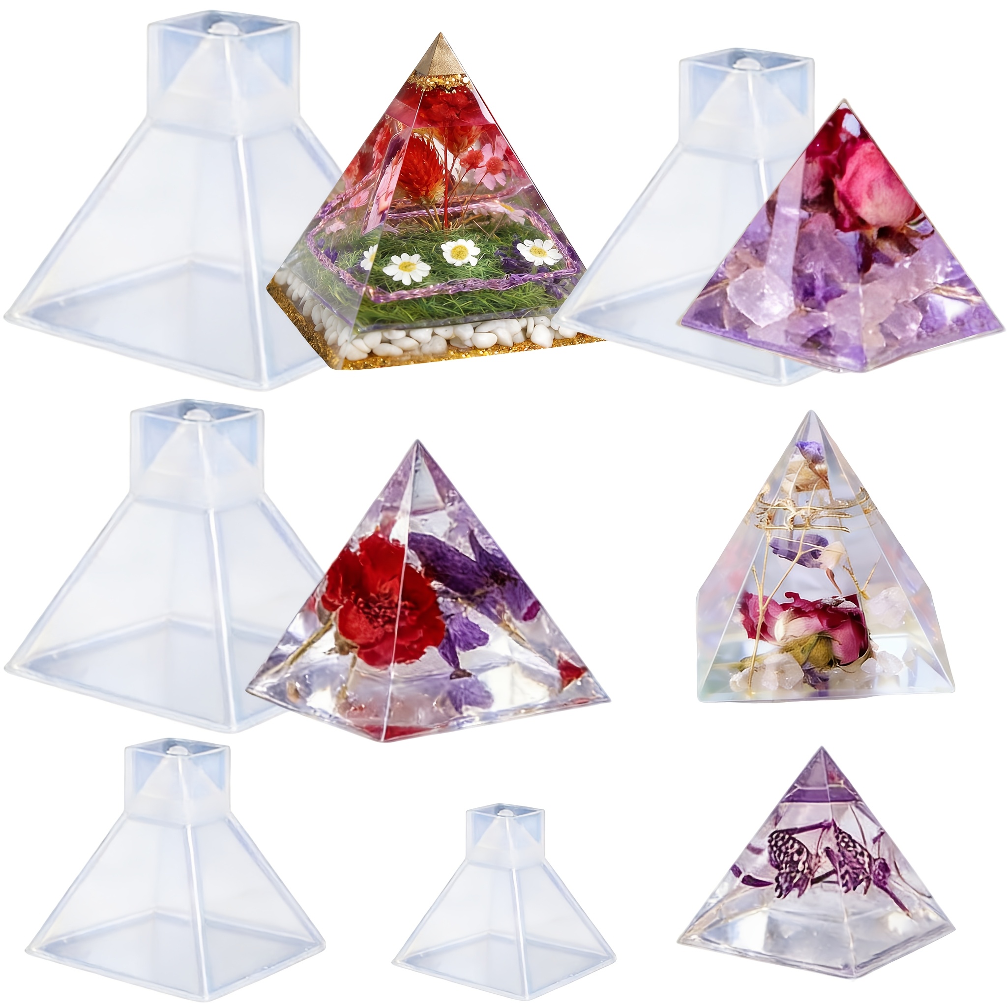 Resin Art Jewellery - 5pc- Pyramid resin molds of various