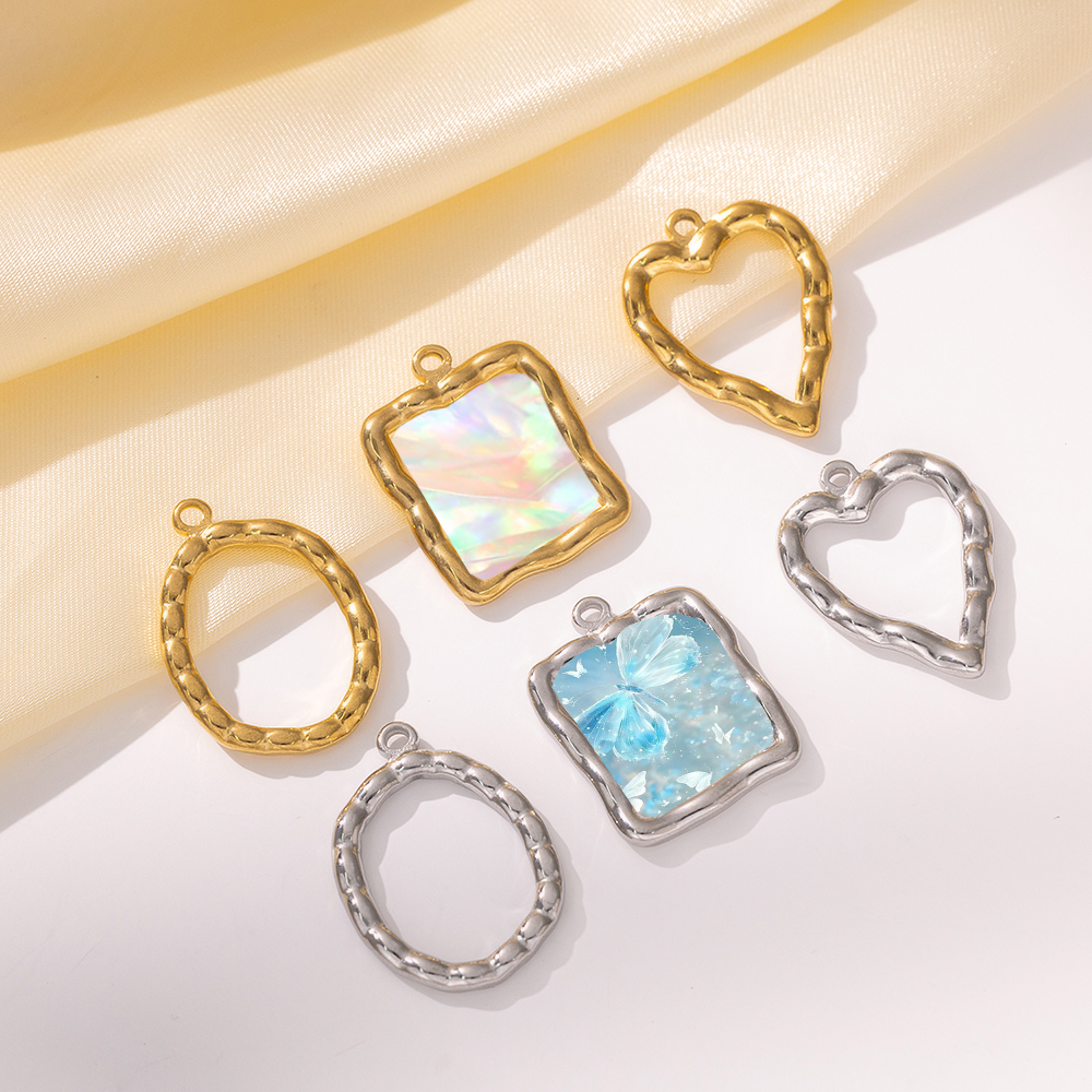Resin Art For Sale - 5pcs Stainless Steel Heart Round Open