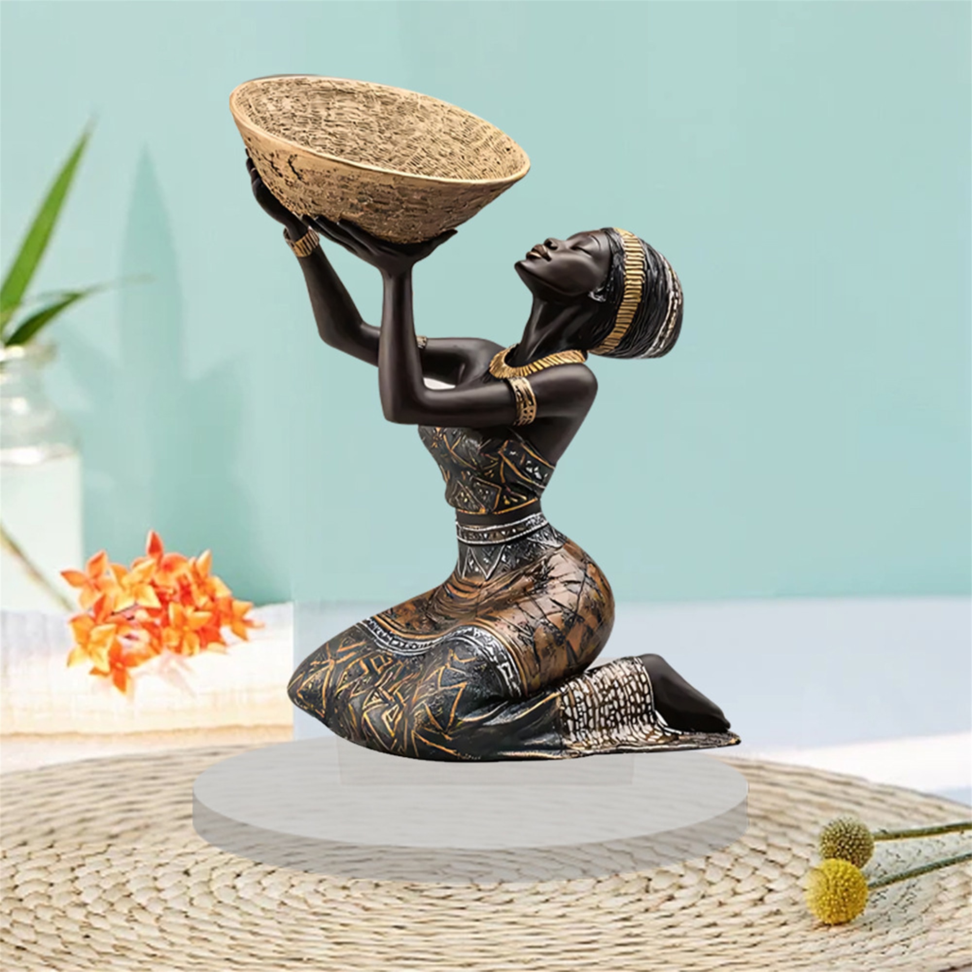 Resin Art Gallery - African Tribal Lady Figurine 3D Resin