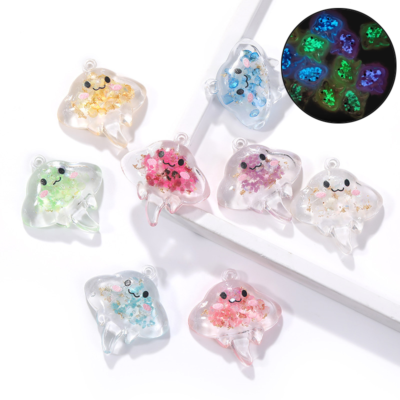 Resin Art For Sale - 10Pcs Luminous Manta rays Resin Charms
