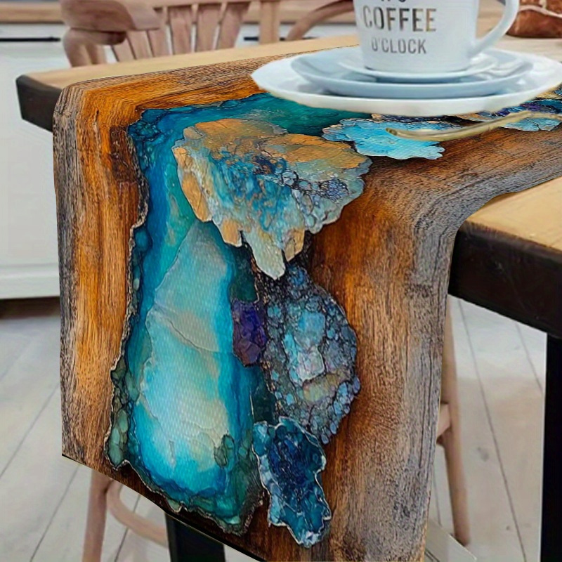 Resin Art Coffee Table - Resin Geode Table Runner Polyester Agate