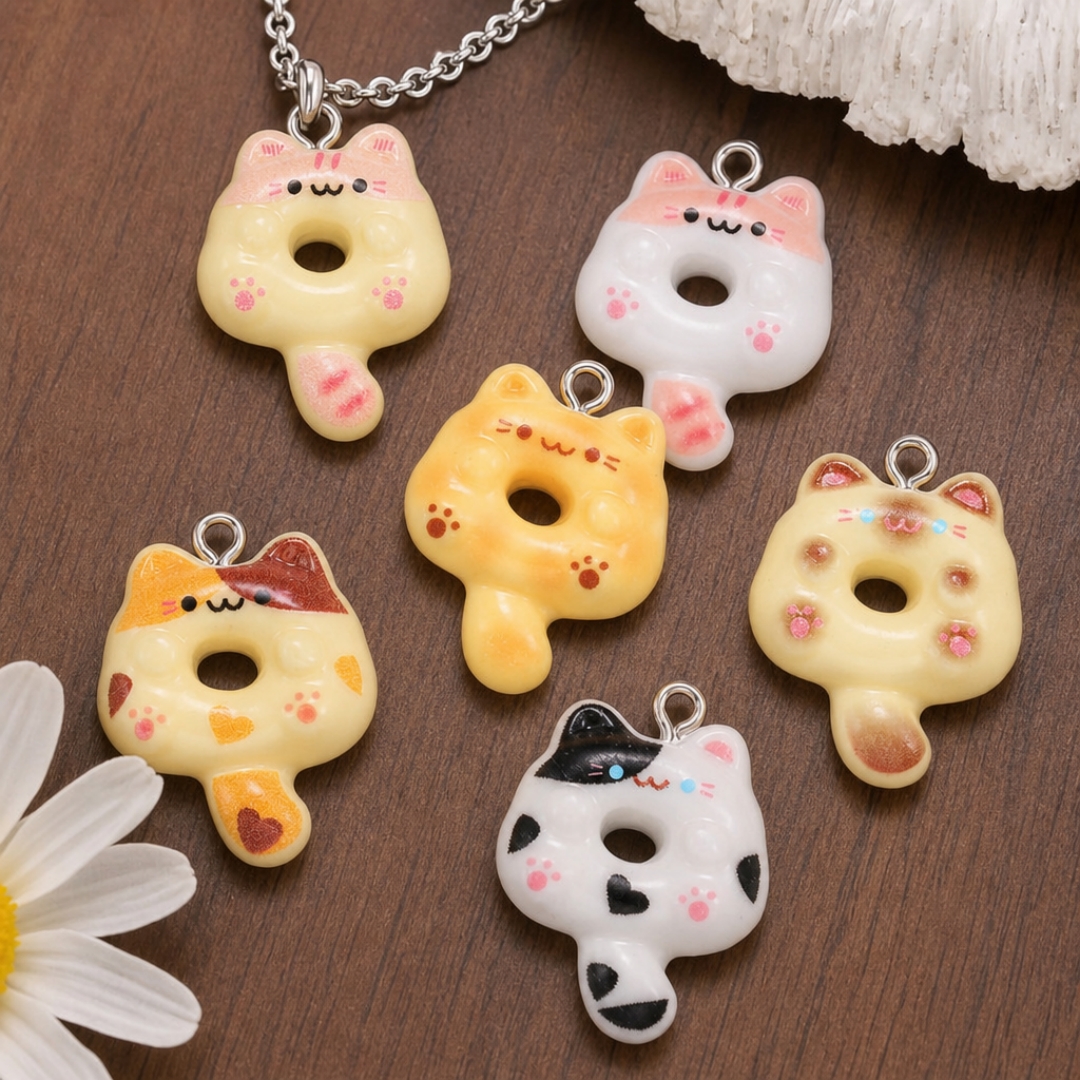Resin Art For Sale - 10Pcs Kawaii Cartoon Cat Resin Charms