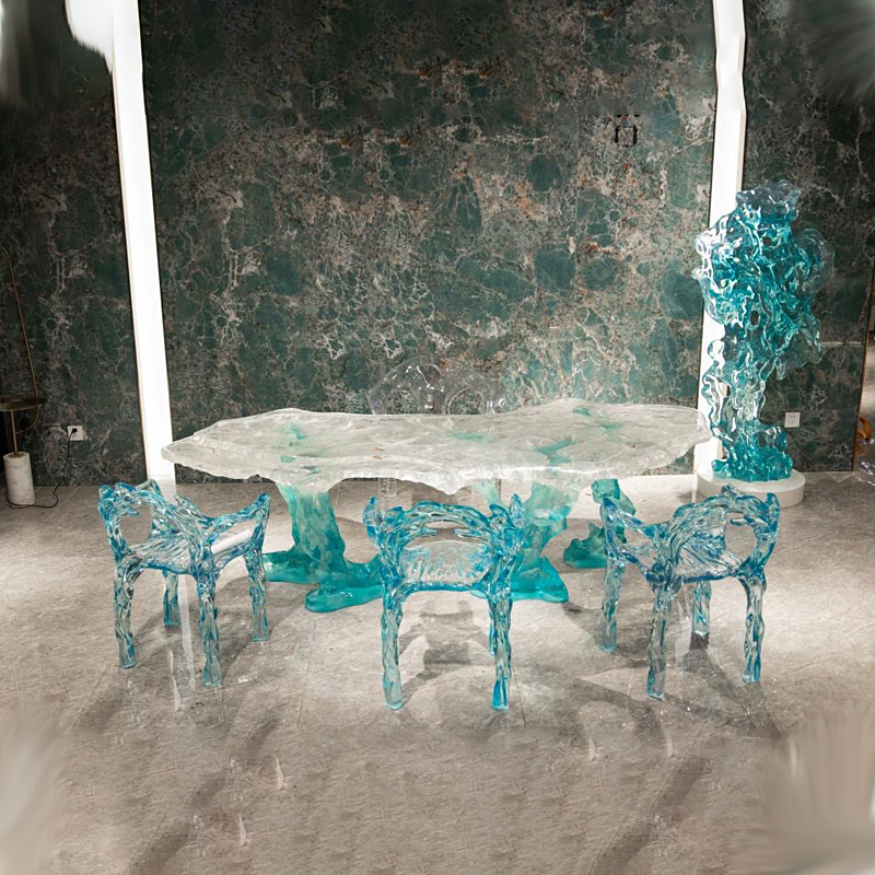 Resin Art Coffee Table - Light luxury transparent resin glacier coffee