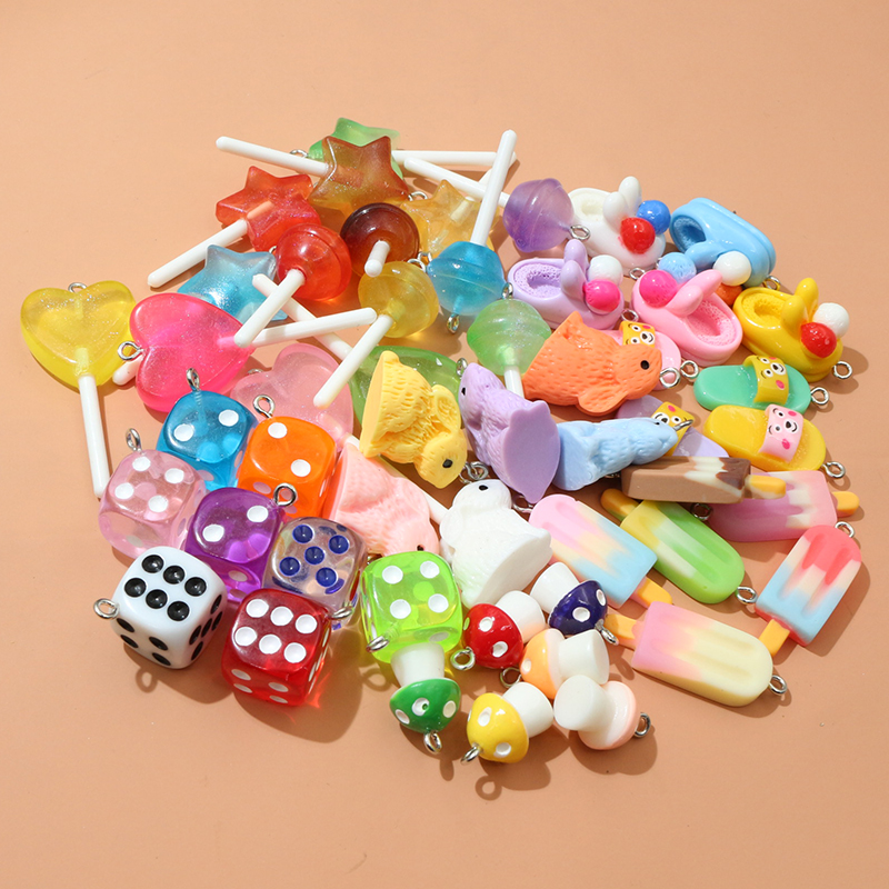 Resin Art Jewellery - 10PCS Resin Pendant Charms Rabbit Dice