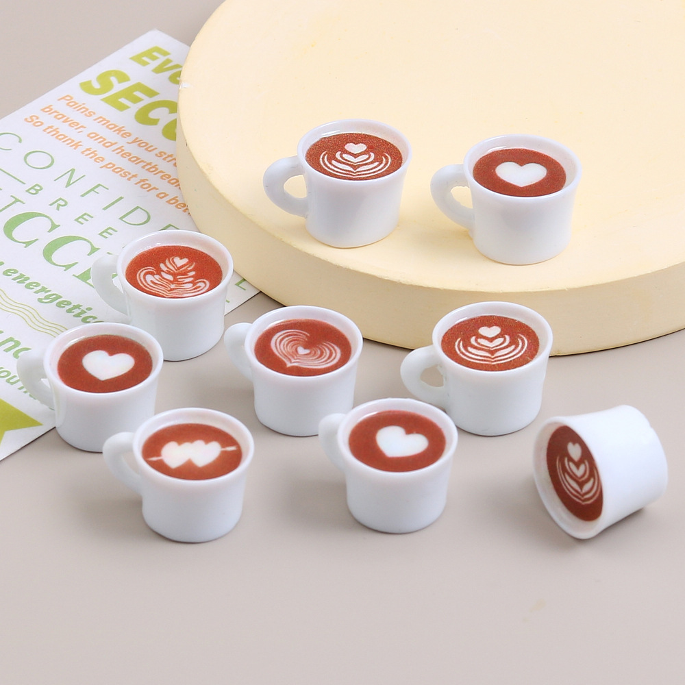 Resin Art For Sale - 10pcs Love Heart Coffee Cup Resin