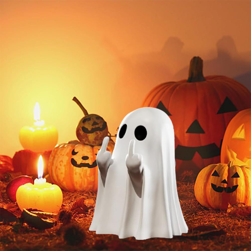 Middle Finger Cute Ghost Statu - Resin Art Coffee Table ulasan dan harga