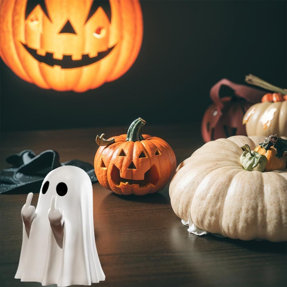Middle Finger Cute Ghost Statu - Resin Art Coffee Table ulasan dan harga