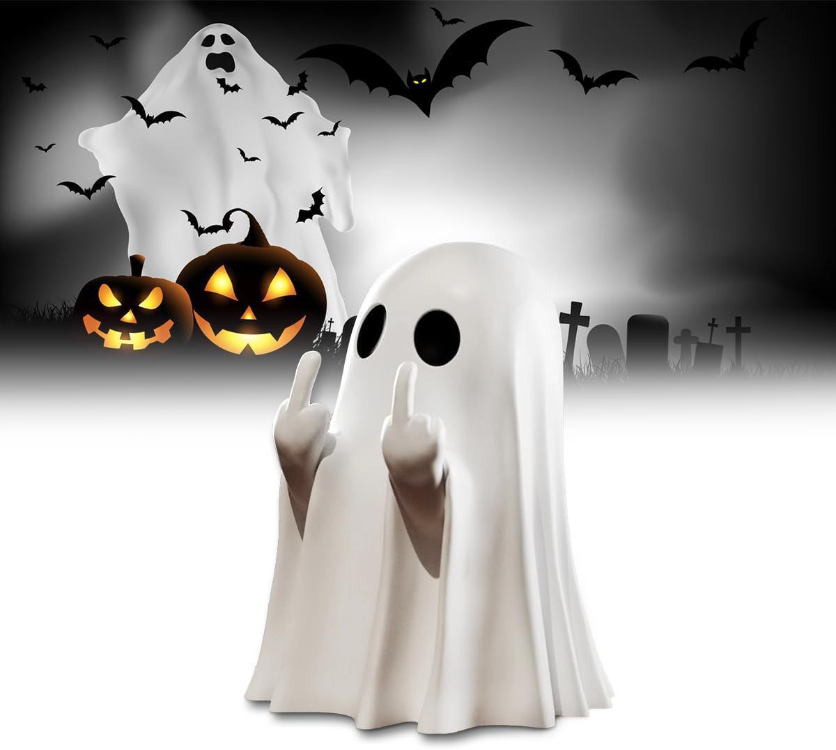 Middle Finger Cute Ghost Statu - Resin Art Coffee Table ulasan dan harga