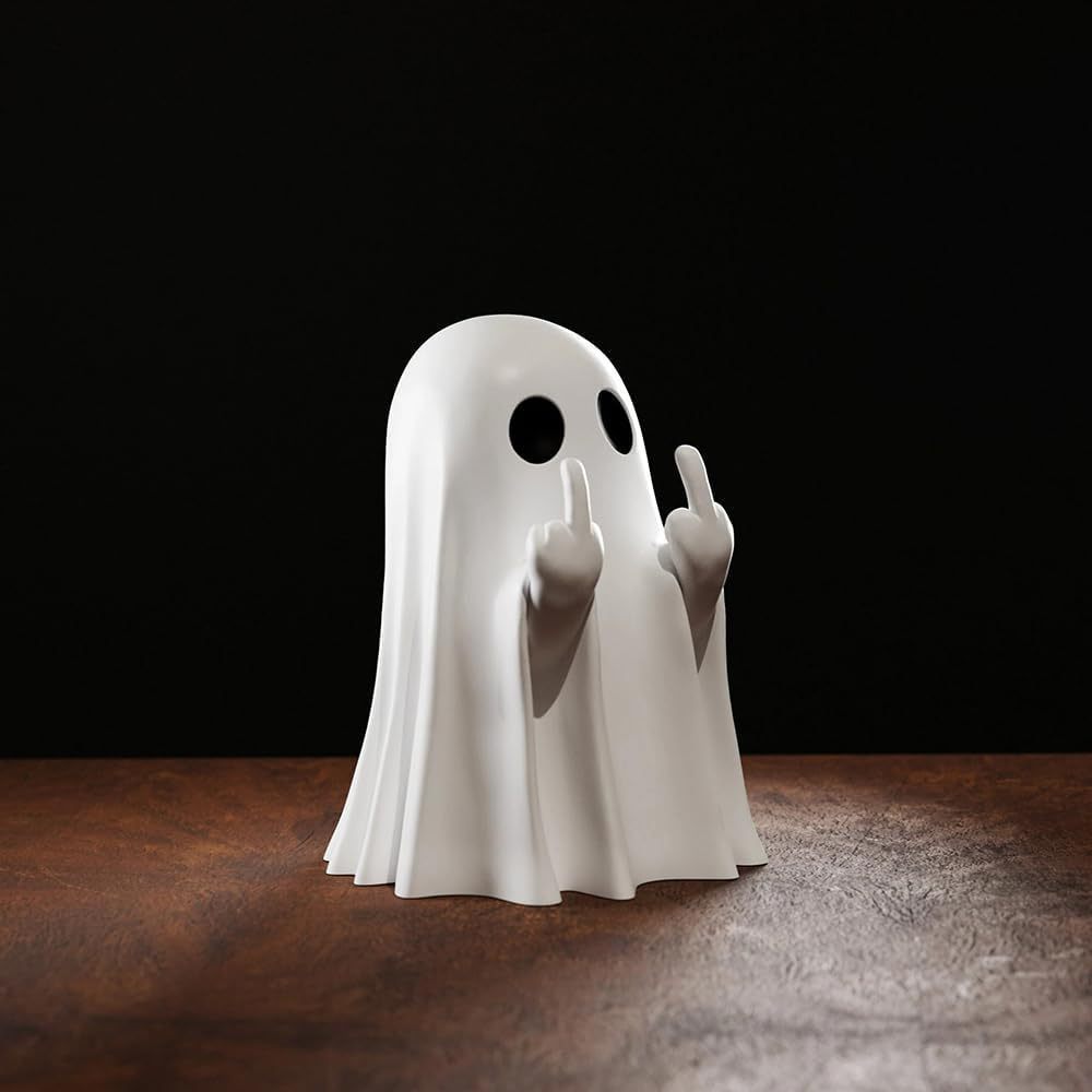 Middle Finger Cute Ghost Statu - Resin Art Coffee Table ulasan dan harga