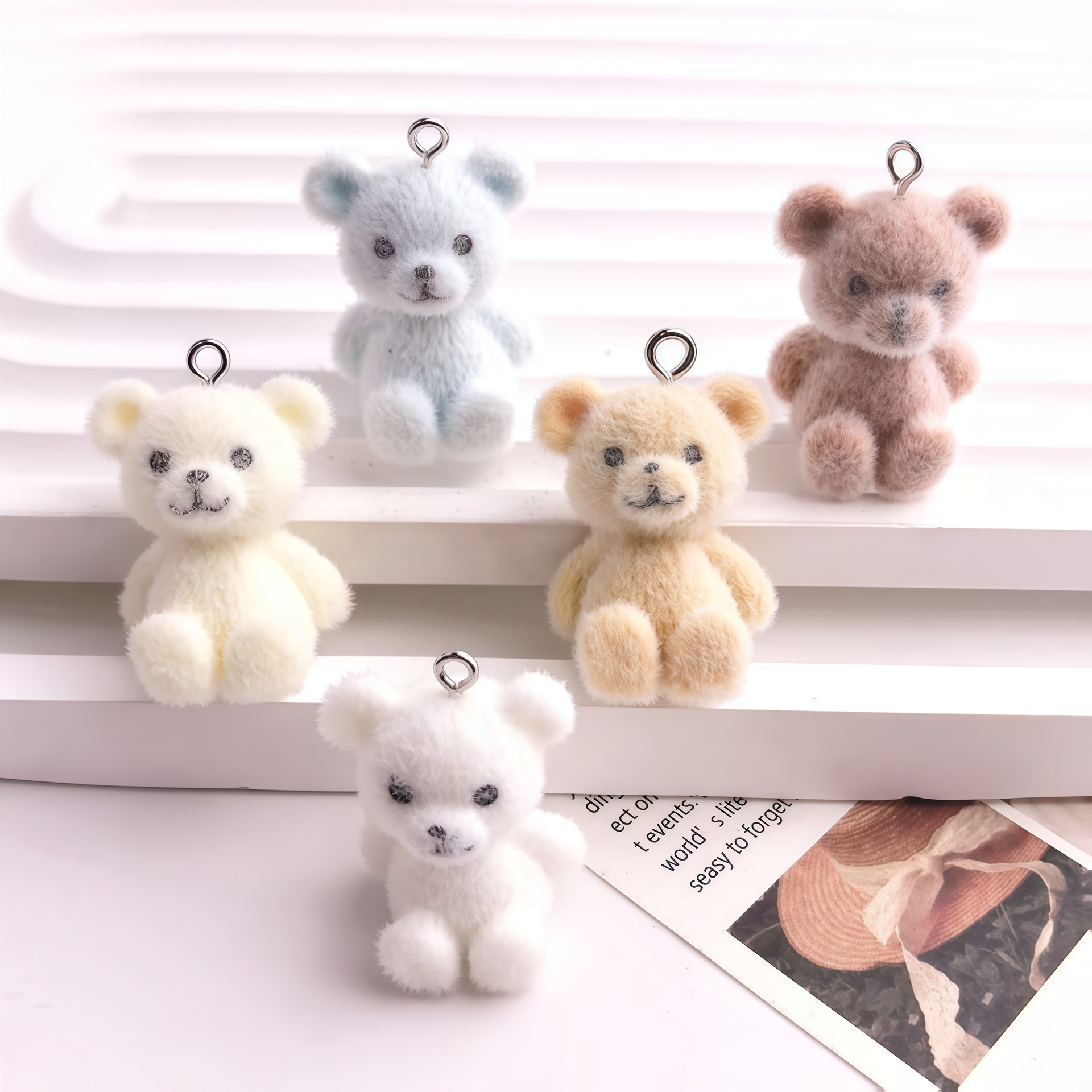 5pcs 3D Flocked Bear Resin Cha - Resin Art For Sale ulasan dan harga