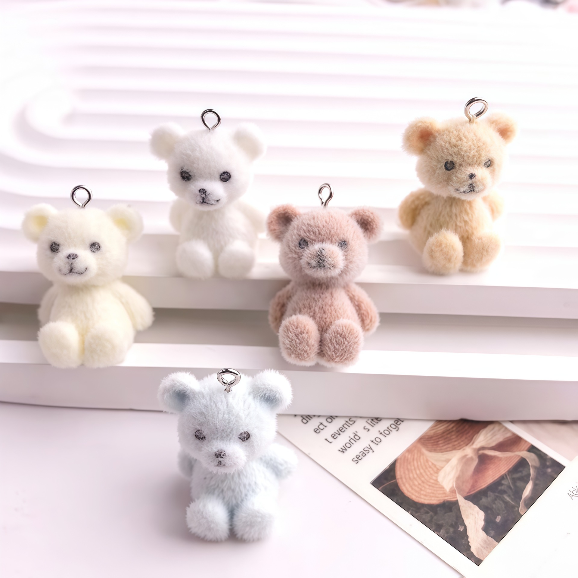 5pcs 3D Flocked Bear Resin Cha - Resin Art For Sale ulasan dan harga