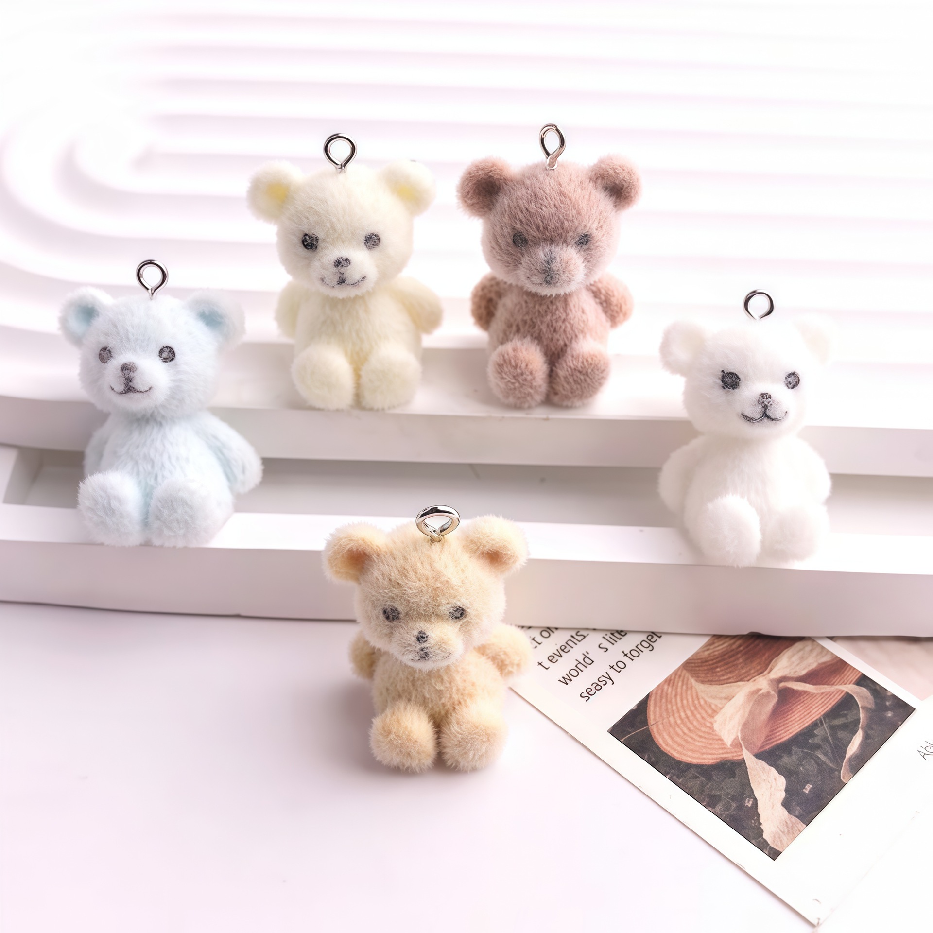 5pcs 3D Flocked Bear Resin Cha - Resin Art For Sale ulasan dan harga