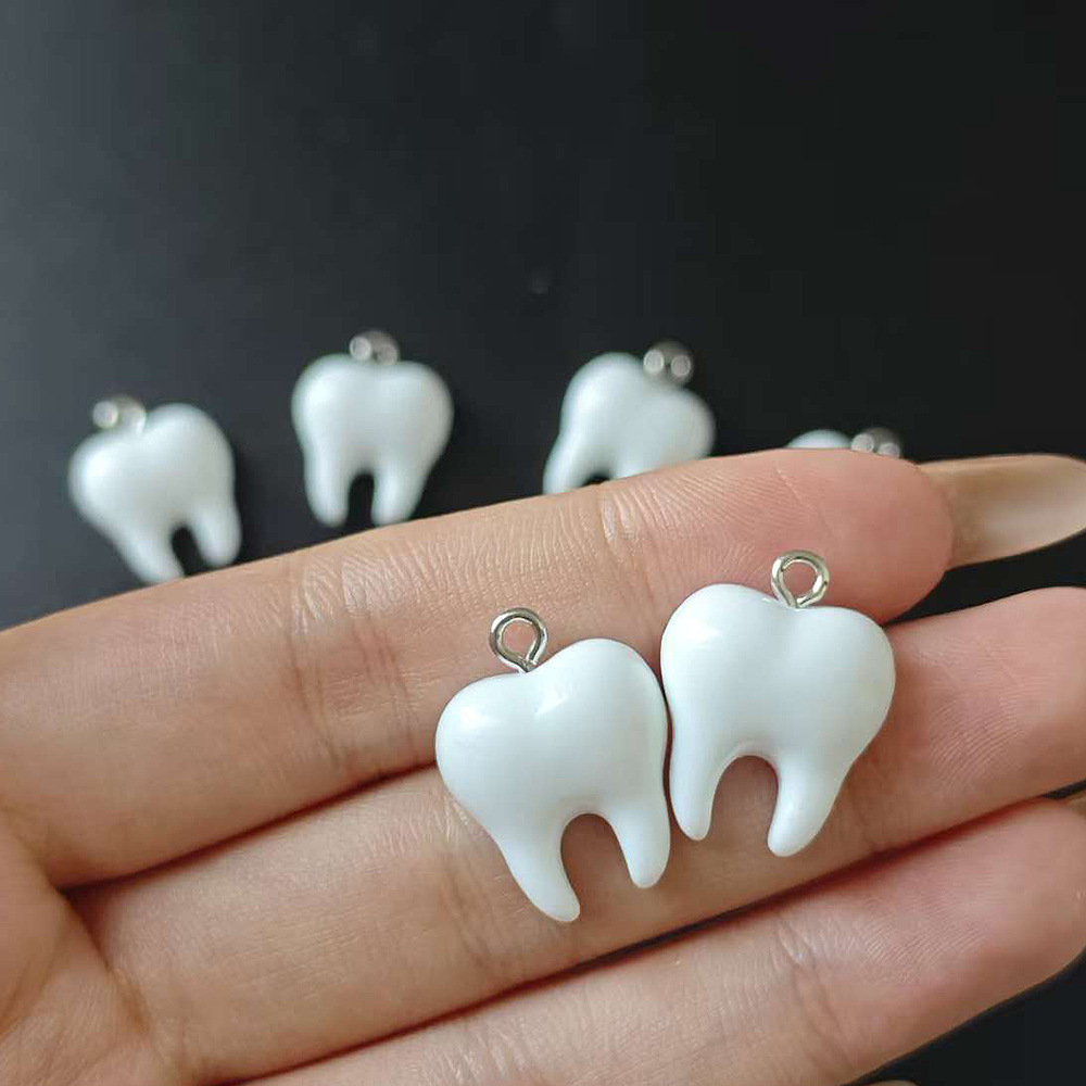 10pcs Cute White Teeth Resin P - Resin Art Earrings ulasan dan harga