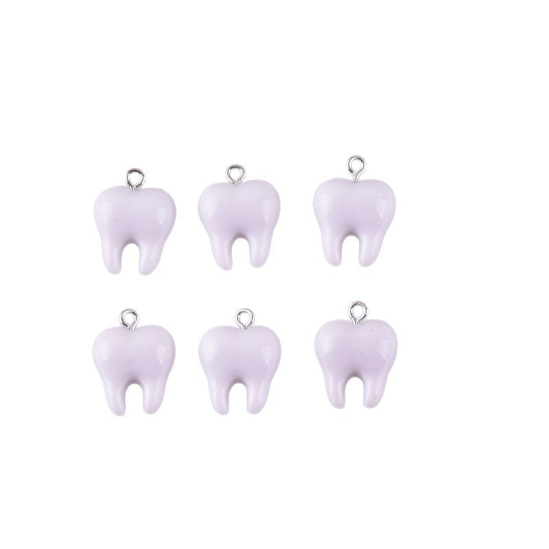 10pcs Cute White Teeth Resin P - Resin Art Earrings ulasan dan harga