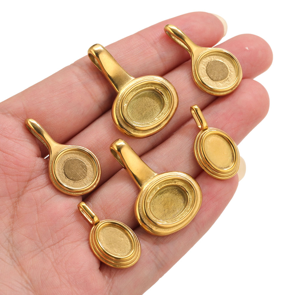 5pcs Stainless Steel Round Ova - Resin Art Jewellery ulasan dan harga