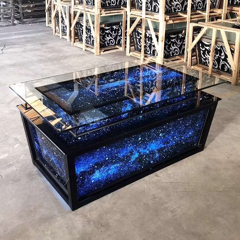Luminous Tempered Glass Coffee - Resin Art Coffee Table ulasan dan harga