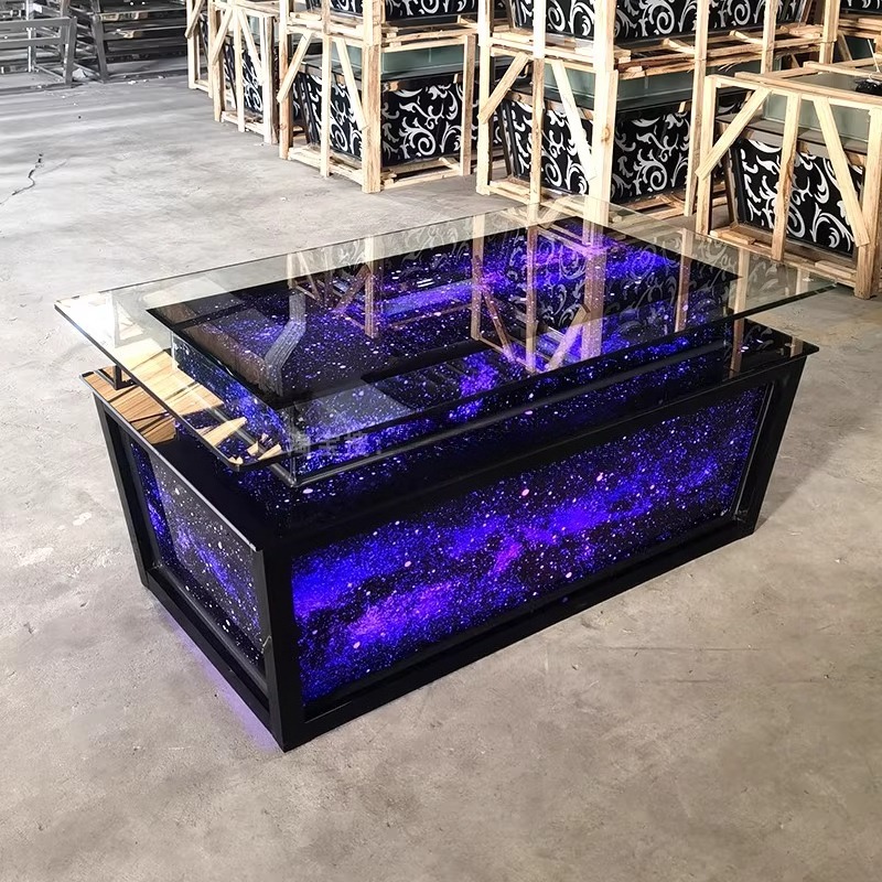 Luminous Tempered Glass Coffee - Resin Art Coffee Table ulasan dan harga
