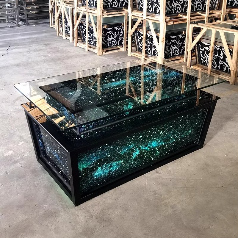 Luminous Tempered Glass Coffee - Resin Art Coffee Table ulasan dan harga
