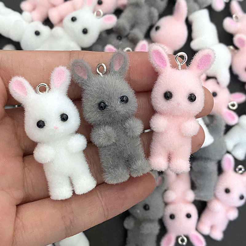 5pcs/lot Cute Flocking Rabbit  - Resin Art For Sale ulasan dan harga