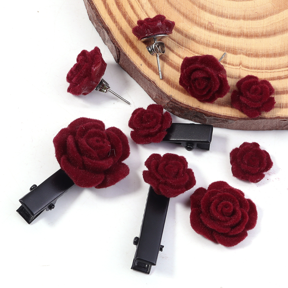 20pcs Resin Rose Flower Wine R - Resin Art Earrings ulasan dan harga