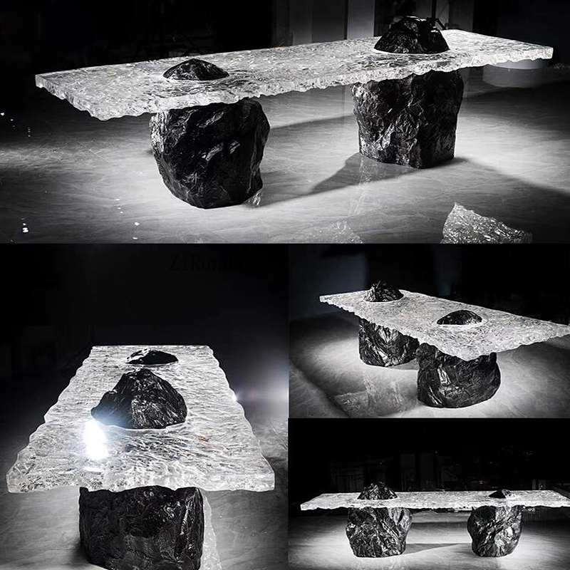 Light luxury transparent resin - Resin Art Coffee Table ulasan dan harga