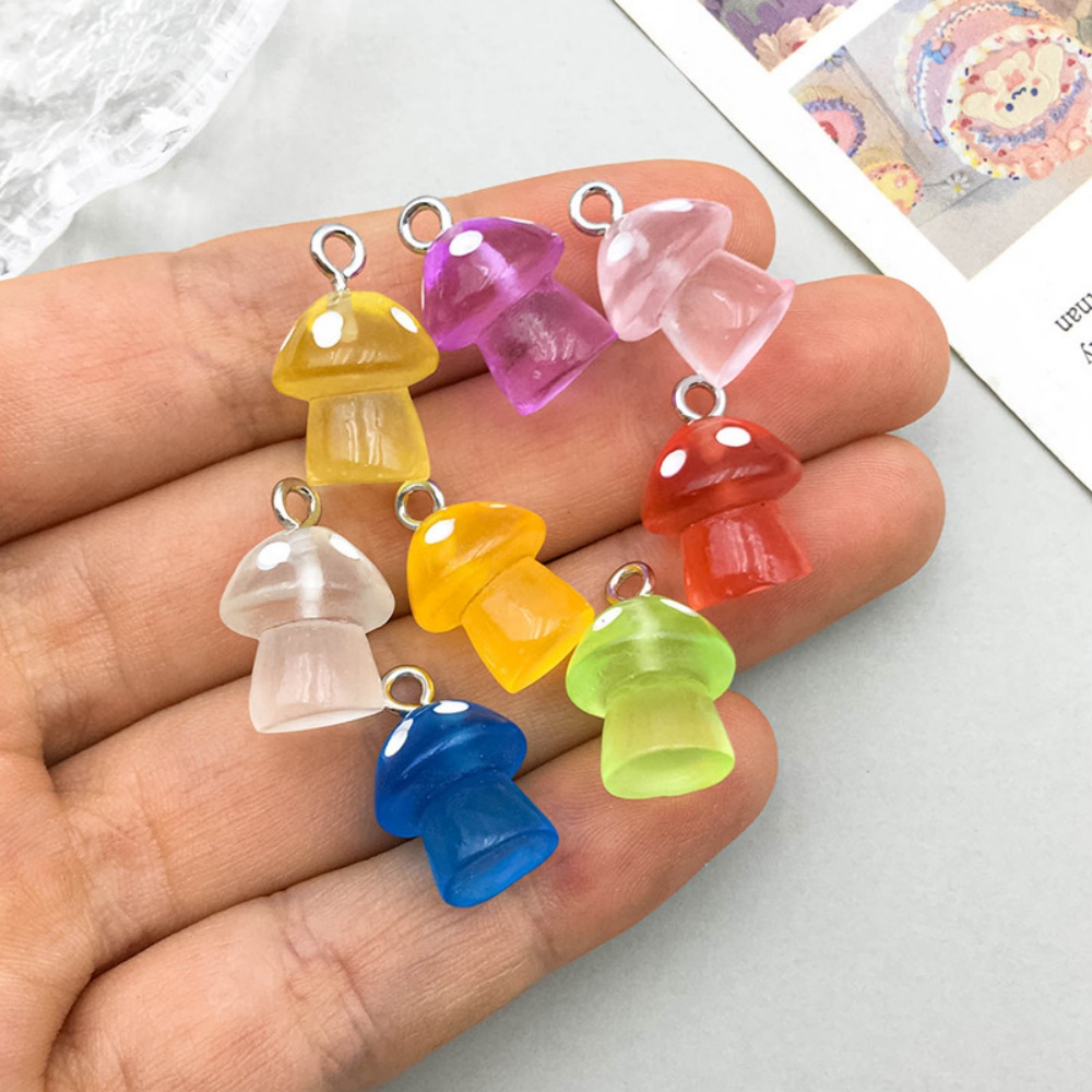 16pcs Luminous Mushroom Charms - Resin Art Earrings ulasan dan harga