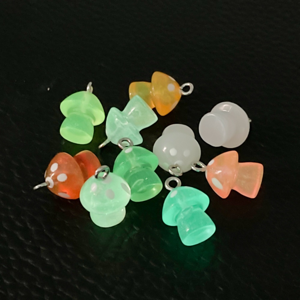 16pcs Luminous Mushroom Charms - Resin Art Earrings ulasan dan harga