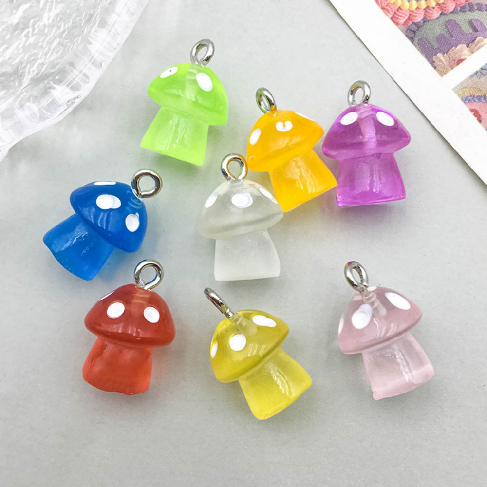 16pcs Luminous Mushroom Charms - Resin Art Earrings ulasan dan harga