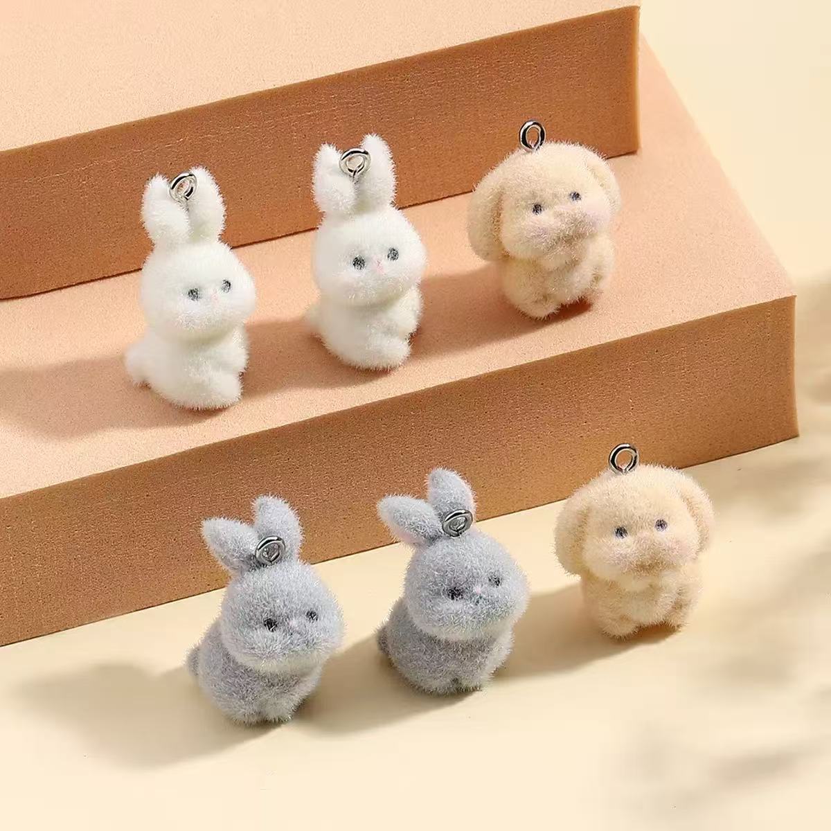 10pcs Flocking Little Rabbit R - Resin Art Earrings ulasan dan harga