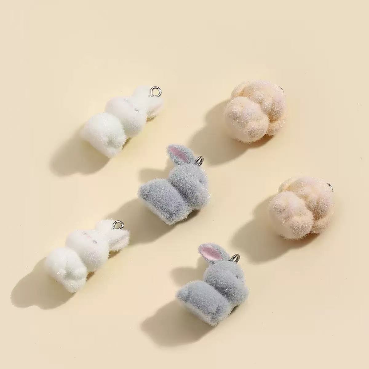 10pcs Flocking Little Rabbit R - Resin Art Earrings ulasan dan harga