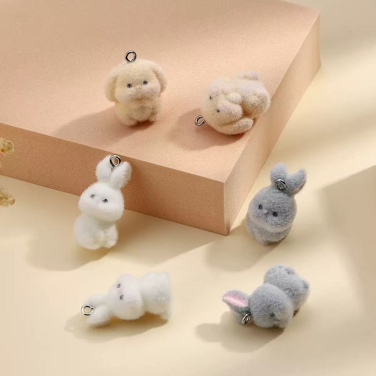 10pcs Flocking Little Rabbit R - Resin Art Earrings ulasan dan harga