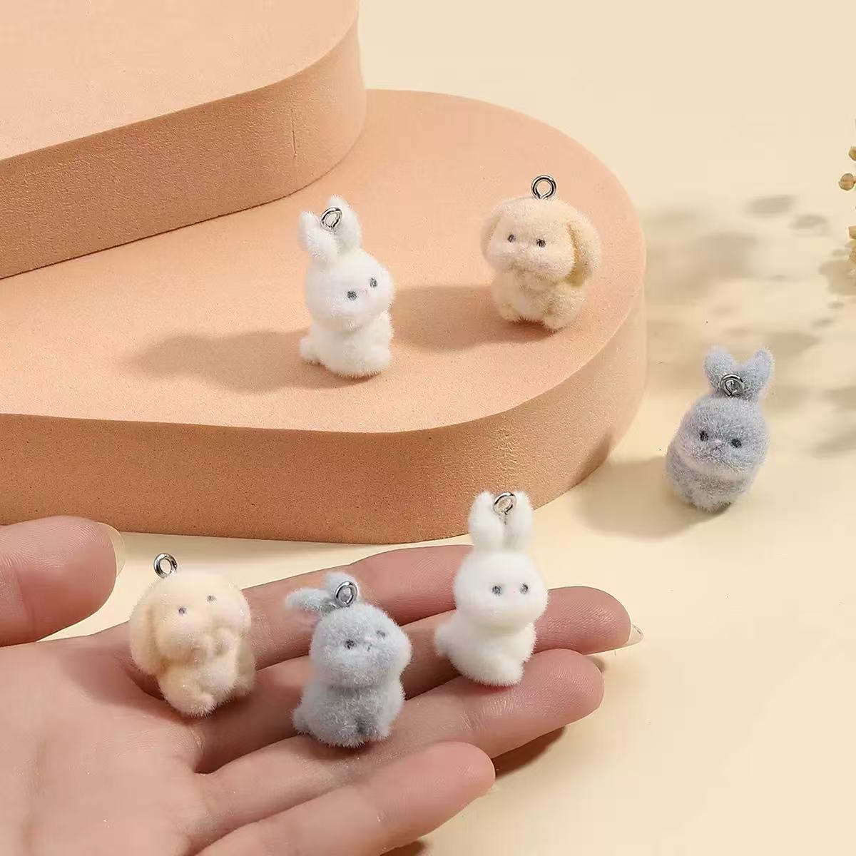 10pcs Flocking Little Rabbit R - Resin Art Earrings ulasan dan harga