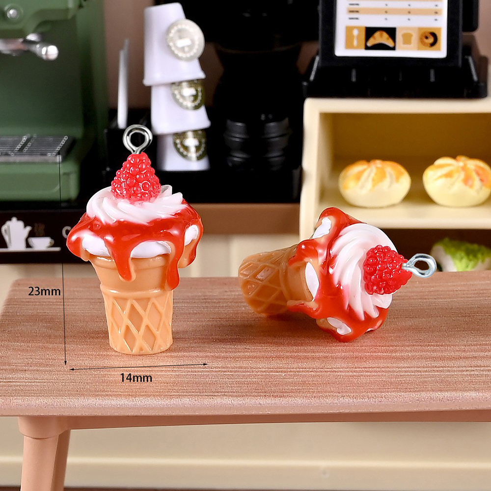 10pcs Strawberry Jam Ice Cream - Resin Art Jewellery ulasan dan harga
